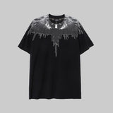 Correct version mb short-sleeved couple outfit colorful wings feather t-shirt marcelo european and american classic