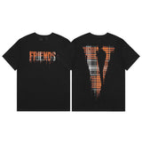Cross-border supply large v letter lne cherry blossom short half-sleeve sketch embroidery lip print graffiti print short
