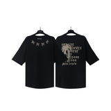 Cross-border pa spray-painted letter short-sleeved palm tree fog high street graffiti logo t