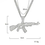 Jewelry AK47 Gun Diamond Pendant Necklace