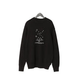 Embroidered letter crew neck long sleeve cotton sweater