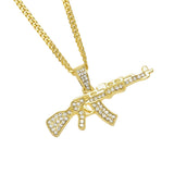 Jewelry AK47 Gun Diamond Pendant Necklace