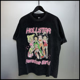 Hs american high street retro washed portrait short-sleeved t-shirt long sleeves sweatshirt hoodie