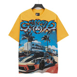 Cross-border wholesale high version gods short-sleeved heavy weight washed fog high street skull pure cotton printed round