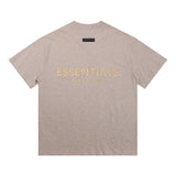 essential double line fog shorts icon laminated stereo letter round neck couple pullover