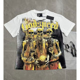 Cross-border wholesale high version gods short-sleeved heavy weight washed fog high street skull pure cotton printed round