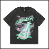 Hs american high street retro washed portrait short-sleeved t-shirt long sleeves sweatshirt hoodie