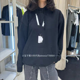 Pass card lanyard loose casual hooded sweatshirt