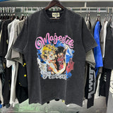 MAJESTIK T Shirts We Are Friends Garment Dyed Printing Crop Tee Hot Diamond