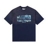 Blue distressed splatter-paint streetwear summer t-shirt - digital print summer apparel
