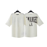 Cross-border pa spray-painted letter short-sleeved palm tree fog high street graffiti logo t