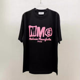 Maison margiela pink mm foam printing process oversizd dropped shoulder sleeves loose short-sleeved t