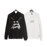 Buy letter embroidered couple's hooded casual sweatshirt