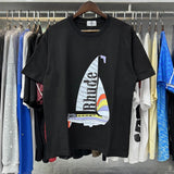 Rhude T Shirts Sailing Printed Cotton Casual Short Sleeves Men and Women