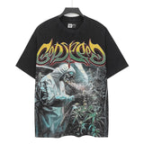 high version gods short sleeve heavy weight washed fog high street skull pure cottonprinting round