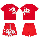 Synaworld american streetwear hip-hop foam print short sleeve sports five-point shorts casual t-shirt set dr