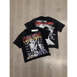 First row american trend high quality washed retro hot diamond casual short-sleeved t-shirt