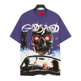 High version gods short sleeve heavy weight washed fog high street rock band skull pure cottonprinting round