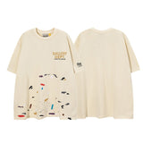 Export american retrog@llery short-sleeved t-shirt boys ins high street loose couple half-sleeved women d