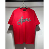 [gram] am flow paint graffiti letter starry sky classic logo print short sleeve couple t-shirt