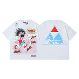 american trend high quality loose t-shirt pure cotton front and rear high-definition printing casualcoupletrendy short sleeves