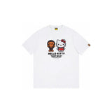 Top-tier! sanrio ou family summer bape seamless crewneck g pure cotton short-sleeve t-shirt for men
