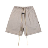 essential double line fog shorts icon laminated stereo letter round neck couple pullover