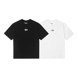 Neutral japanese style casual small logo patch round neck short sleeves