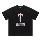 trap gradient letter tiger head short sleeve european and american high street trap star printing t-shirt loose s