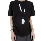 Spring/summer distressed card print crew neck short sleeve t-shirt