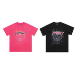 Spder hip-hop singer hotfix rhinestone foil letter print short sleeve t-shirt & rhinestone embellished shorts set (couple's style)