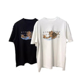 Summer loose fit letter print 100% cotton crew neck short sleeve t-shirt