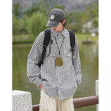 Unisex Baseball Jersey Vertical Striped Shirt Vintage Loose Couple Lining Clothes