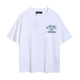 amri washed distressed tiger head number & letter logo short sleeve t-shirt