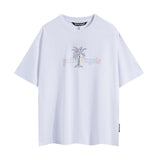 Summer trendy short-sleeve tee with back logo print - couple's fashion