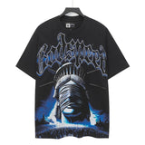 high version gods short sleeve heavy weight washed fog high street skull pure cottonprinting round