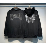 Amri splash ink flowing paint starry sky crack letter logo unicorn arm hoodie sweatshirt couple wear long sleeves
