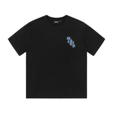 trap gradient letter tiger head short sleeve european and american high street trap star printing t-shirt loose s
