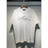 amri flow paint graffiti letter starry sky classic logo print short sleeve couple t-shirt