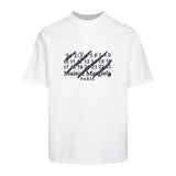 Square gradient fuzzy casual four corner stitching short sleeve cotton t-shirt