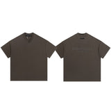 essential double line fog shorts icon laminated stereo letter round neck couple pullover