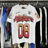 Hs-f summer collection: fog high street washed & distressed heavyweight crew neck graphic tee - couple's style