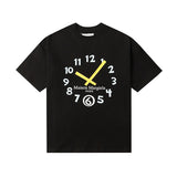 Clock digital print cartoon 100% cotton short sleeve t-shirt