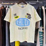 Rhude T Shirts Raceway Printing Cotton Casual Crew Neck Short Sleeve Men and Women