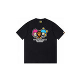 Top-tier! sanrio ou family summer bape seamless crewneck g pure cotton short-sleeve t-shirt for men