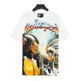 gods short-sleeved heavy weight washed fog high street rock band skull pure cottonprinting t-shirt