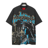 high version gods short sleeve heavy weight washed fog high street skull pure cottonprinting round