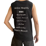 Real shot, in-stock, eight-language text print, sleeveless tank top for men