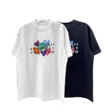 Colorful love crew neck digital print t-shirt - summer pure cotton short sleeve