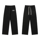 Autumn new arrivals: drawstring pure cotton men's autumn trousers - printed straight leg pants